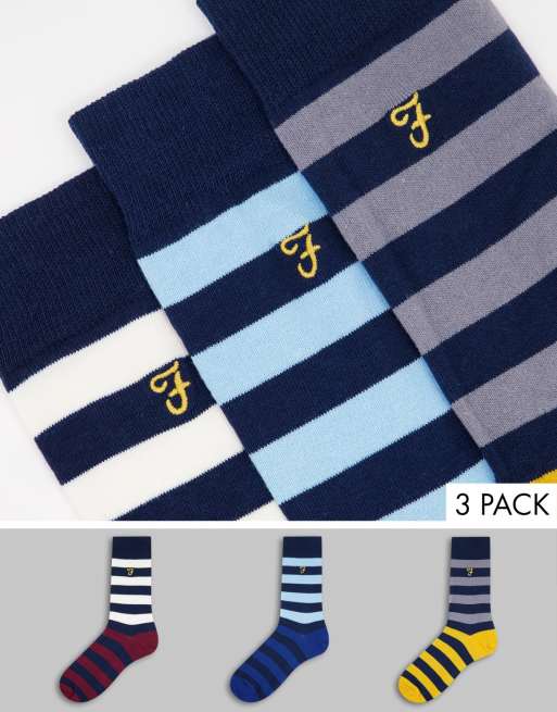 Pack de 3 calcetines a rayas Warstock de Farah