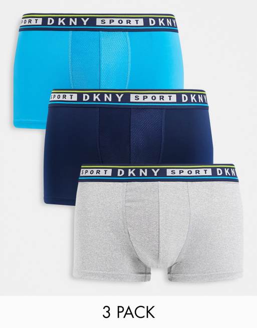 ganado Centro comercial Persona a cargo Pack de 3 calzoncillos bóxer azules Palmer de DKNY | ASOS