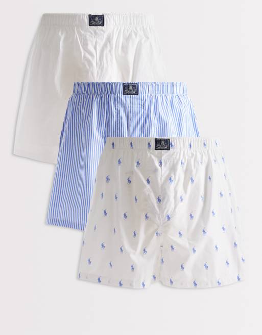Pack de 3 calzoncillos bóxer de color azul y blanco multicolor de Polo Ralph Lauren, 1 de 3