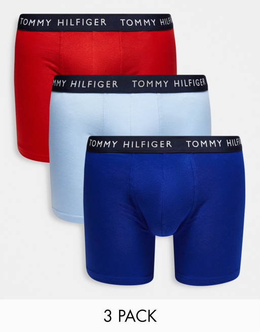 Pack de 3 calzoncillos bóxer de color naranja, azul y azul marino de Tommy Hilfiger