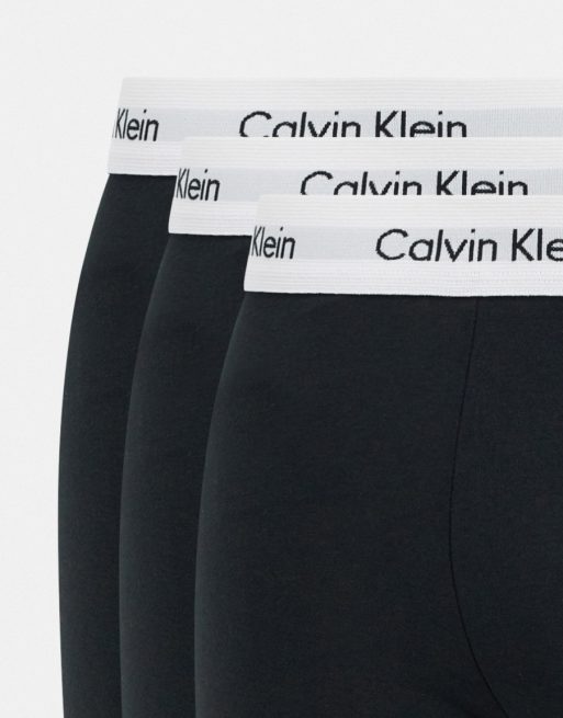 Pack de 3 calzoncillos boxer negros de algodón elástico de Calvin Klein, 3 de 4