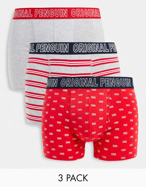 Pack de 3 calzoncillos b xer rojos con estampados de Original Penguin