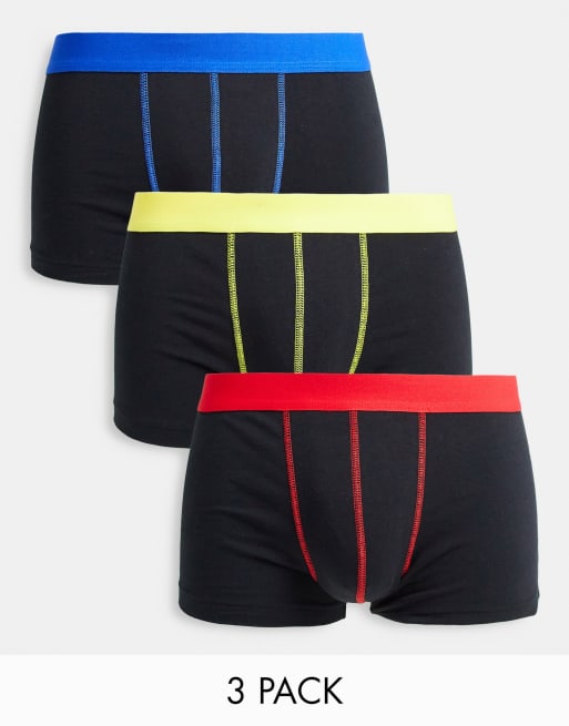 Pack de 3 calzoncillos cortos con ribetes en contraste de ASOS DESIGN