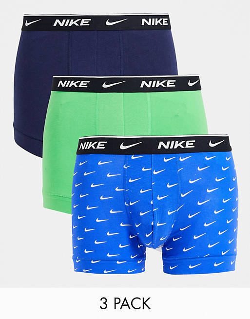 Pack de 3 de color menta, azul y azul de algodón elástico de Nike | ASOS
