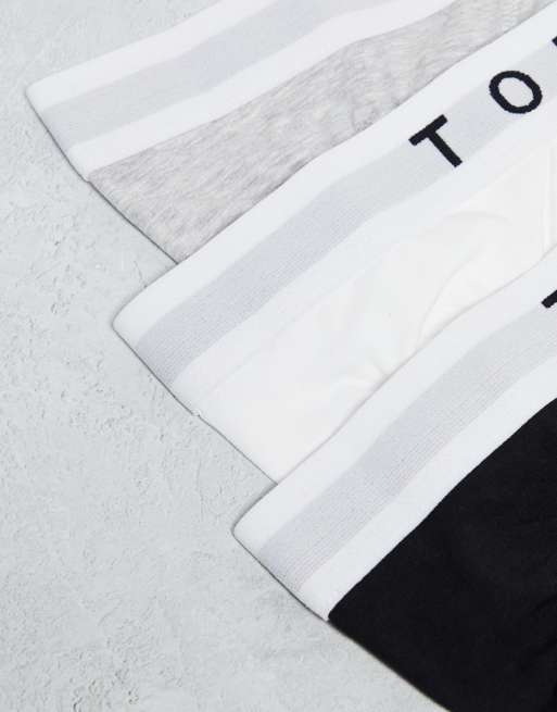 Pack de 3 calzoncillos de color negro, blanco y gris jaspeado con cinturillas blancas de Topman, 4 de 4