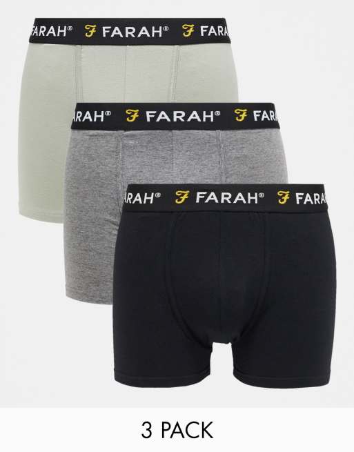 Pack de 3 calzoncillos de color negro, caqui y gris de Farah