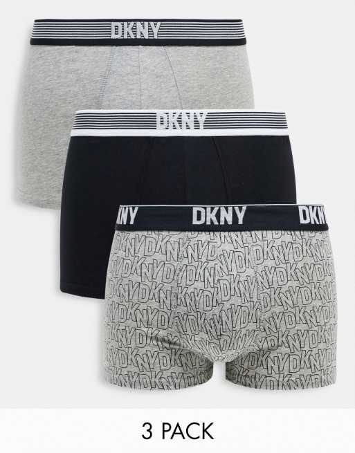 Pack de 3 calzoncillos de color negro gris y estampado Geneva de DKNY