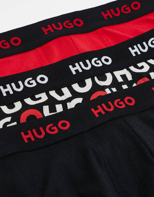 Pack de 3 calzoncillos de color negro, rojo y estampado de HUGO Bodywear, 3 de 3