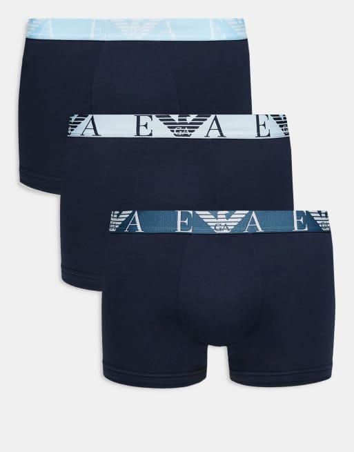 Pack de 3 calzoncillos de color negro y azul de Emporio Armani Bodywear