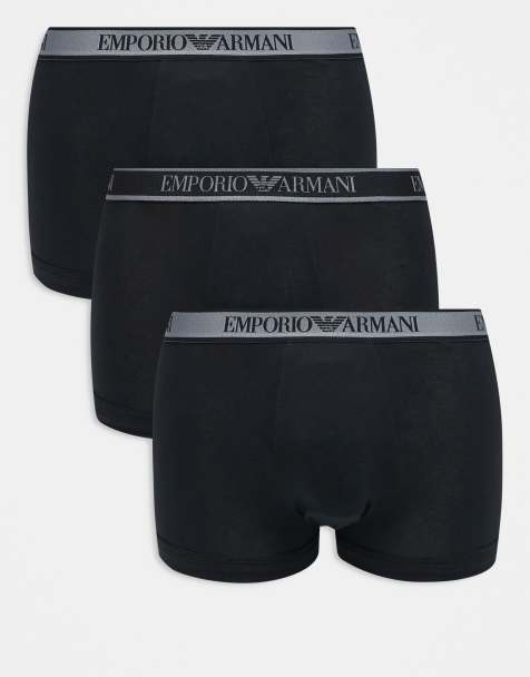Pack de 3 calzoncillos de color negro y gris con logo grande de Emporio Armani - view 1