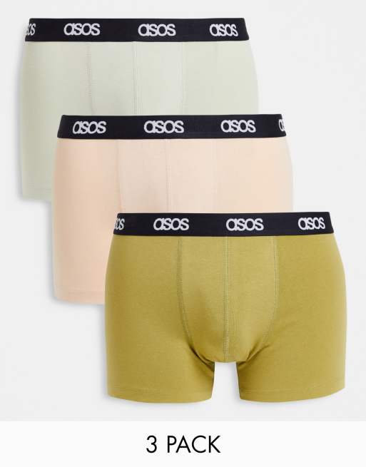 Pack de 3 calzoncillos de colores grises apagados de ASOS DESIGN 
