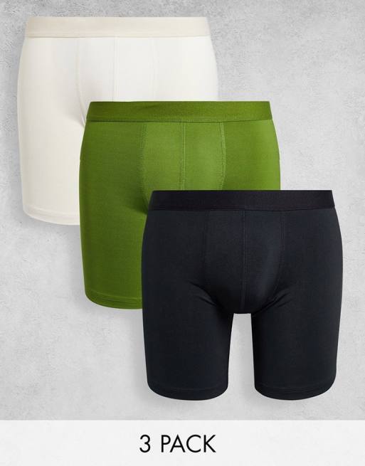 Pack de 3 calzoncillos de largo medio de microfibra de ASOS DESIGN