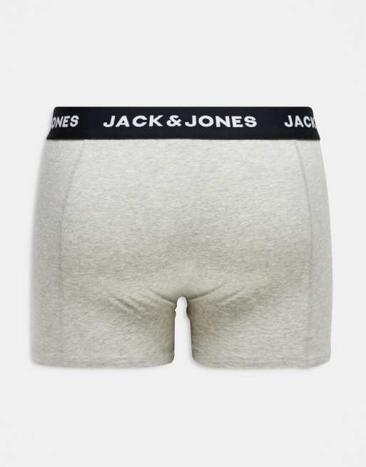 Pack de 3 calzoncillos grises y de varios colores con logo en la cinturilla de Jack & Jones, 2 de 4