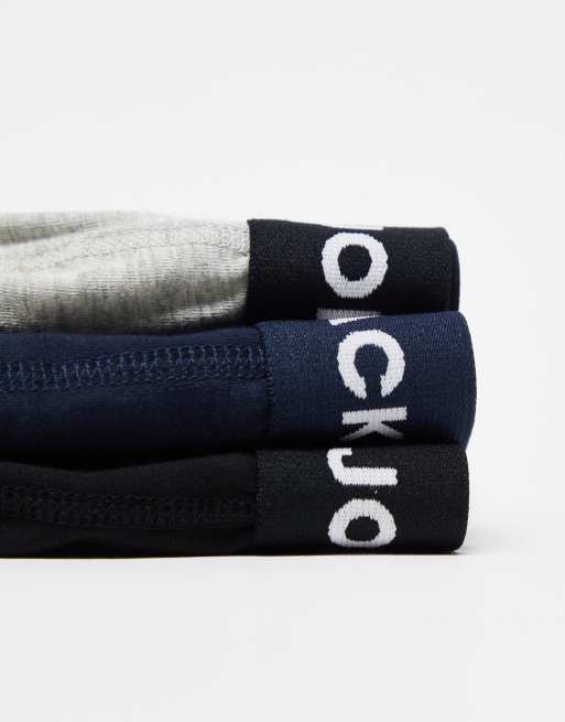 Pack de 3 calzoncillos grises y de varios colores con logo en la cinturilla de Jack & Jones, 3 de 4