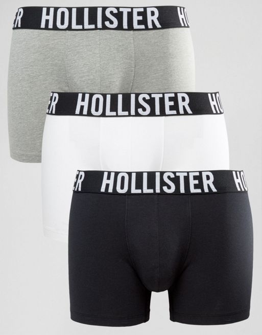 Hollister 5 pack contrast logo boxer briefs in black