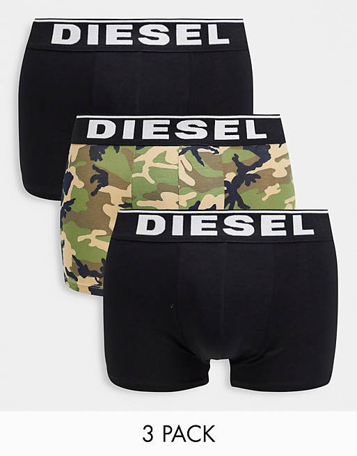 Pack de 3 calzoncillos negros/caquis de Diesel