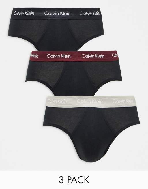 Pack de 3 calzoncillos negros con cinturilla de colores de Calvin Klein
