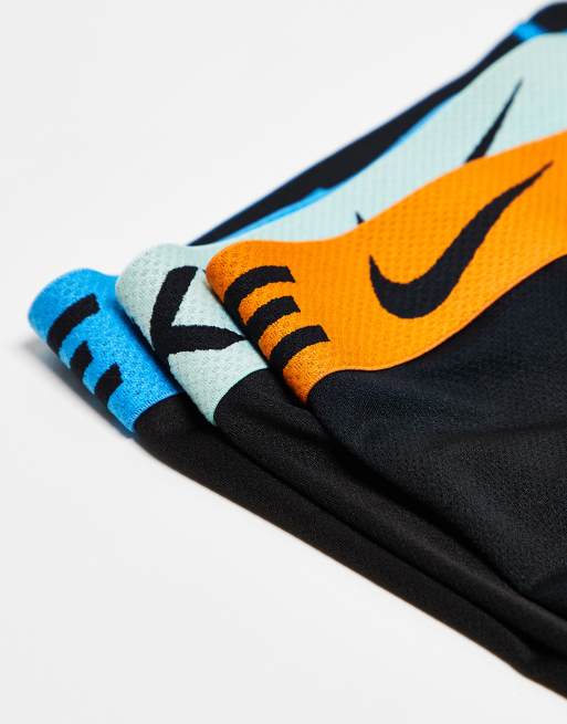 Pack de 3 calzoncillos negros con cinturillas de color naranja, azul y gris Elite Performance de Nike, 2 de 3