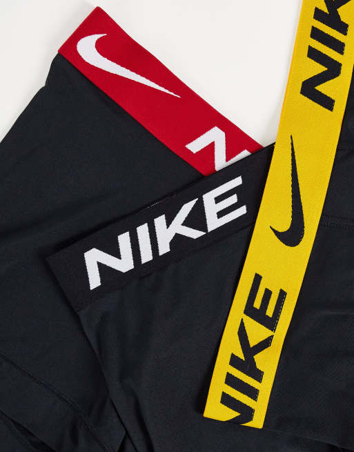Pack de 3 calzoncillos negros con cinturillas de colores de microfibra de Nike, 3 de 4
