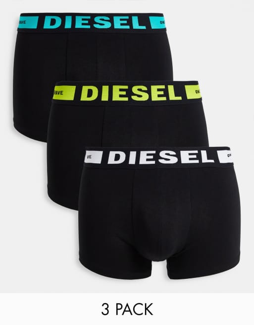 Pack de 3 calzoncillos negros con logos de colores de Diesel 