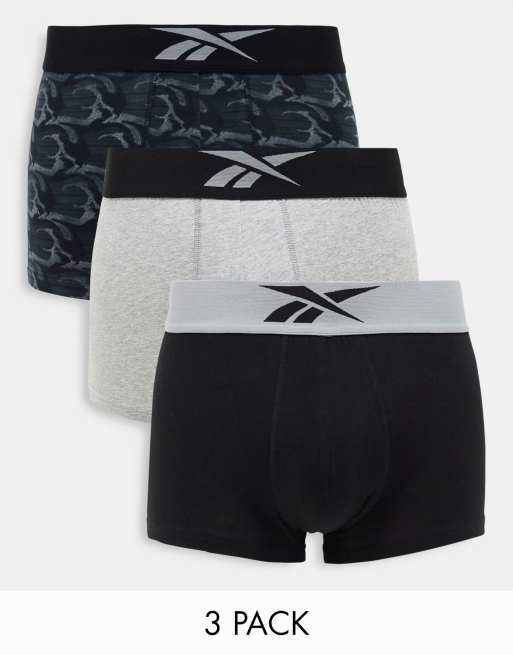 Pack de 3 calzoncillos negros, grises y multicolores Harley de Reebok