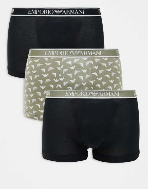 Pack de 3 calzoncillos negros y beis con banda del logo de Emporio Armani Bodywear - view 1