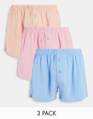 Pack de 3 calzoncillos tipo bóxer de lino de ASOS DESIGN