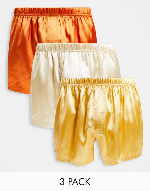 Pack de 3 calzoncillos tipo bóxer de satén de ASOS DESIGN