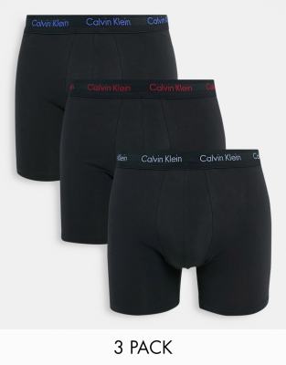 Pack de 3 calzoncillos tipo boxer negros de algodón elástico de Calvin Klein