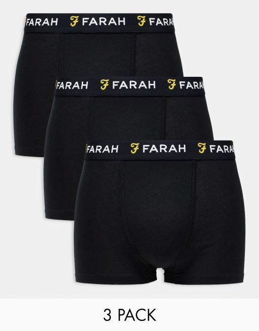 Pack de 3 calzoncillos tipo bóxer negros de Farah