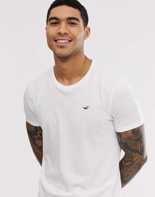 Pack de 3 camisetas con cuello redondo y corte slim con logo de gaviota en blanco gris azul marino de Hollister ASOS