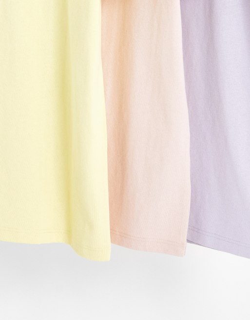 Pack de 3 camisetas de color lila, rosa y amarillo extragrandes de Topman |  ASOS