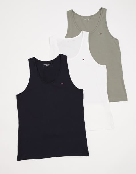 Pack de 3 camisetas de color negro, blanco y caqui de tirantes Signature Cotton de Tommy Hilfiger - view 1