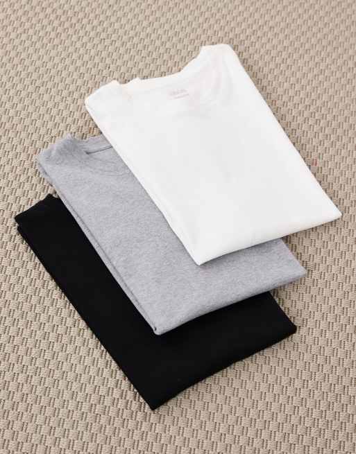 Pack de 3 camisetas de color negro, blanco y gris básicas sin mangas de corte estándar Essentials de ASOS DESIGN