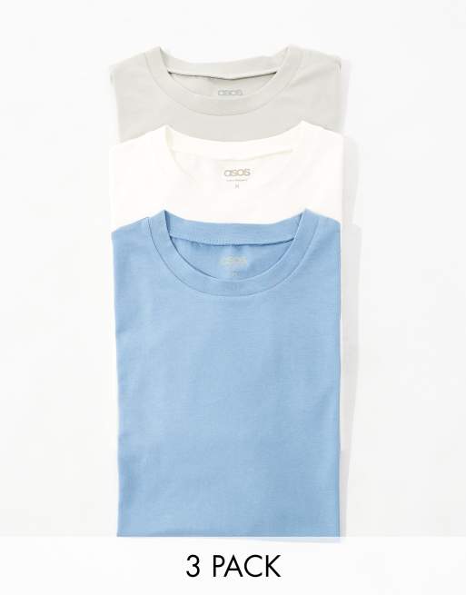 Pack de 3 camisetas de varios colores básicas con cuello redondo de ASOS DESIGN