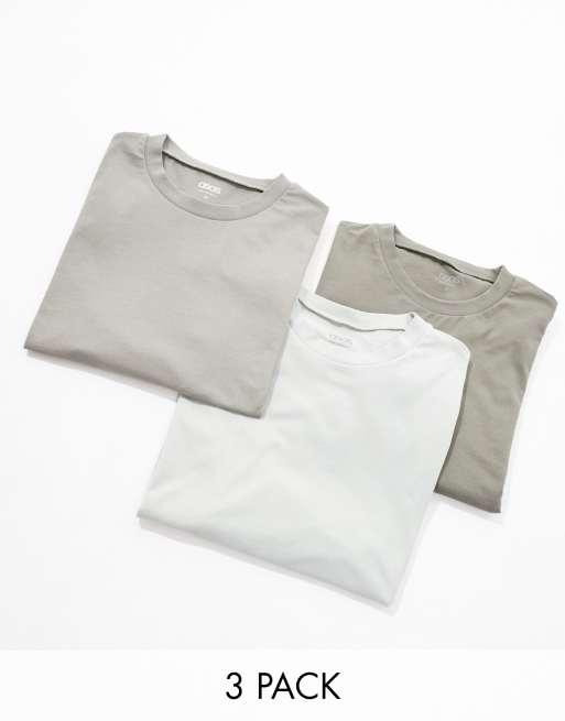 Pack de 3 camisetas de varios colores básicas con cuello redondo de ASOS DESIGN