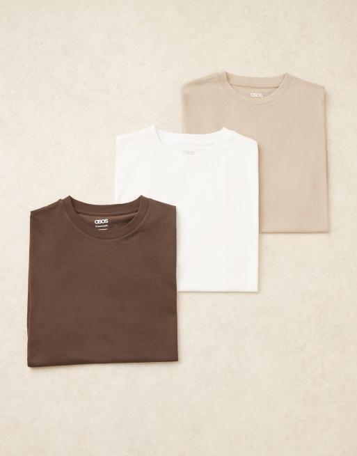 Pack de 3 camisetas de varios colores básicas de corte estándar Essentials de ASOS DESIGN