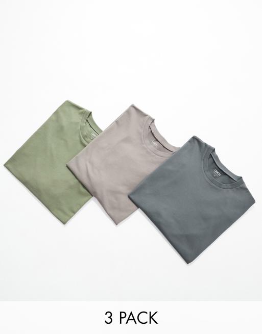 Pack de 3 camisetas de varios colores básicas extragrandes de ASOS DESIGN