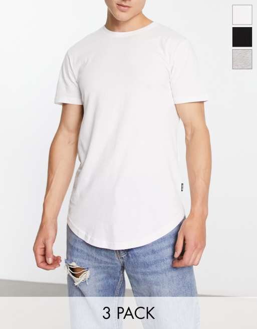 Pack de 3 camisetas de varios colores con bajo Only Sons | ASOS