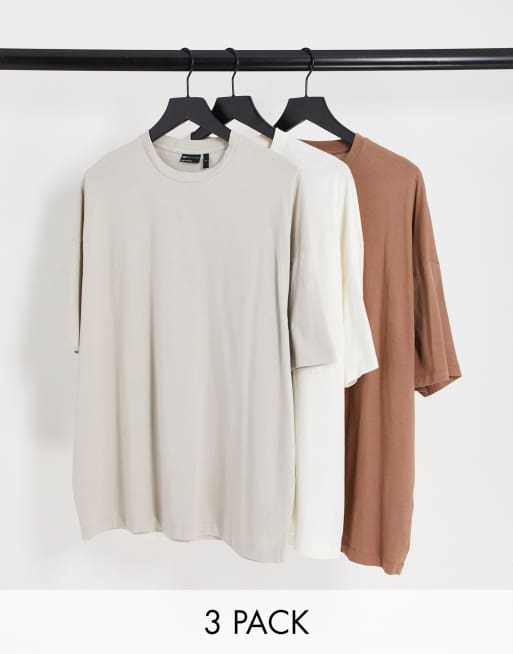 Pack de 3 camisetas de varios colores extragrandes de ASOS DESIGN
