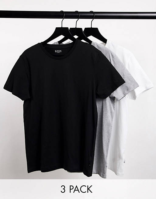Pack de 3 camisetas en color negro, blanco y gris de Burton Menswear