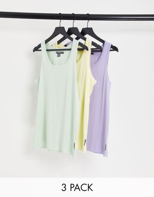 Pack de 3 camisetas sin mangas de color menta, limón y lila de French Connection