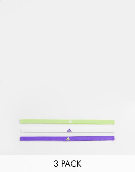 Pack de 3 cintas para el pelo de color verde, blanco y morado de adidas Training