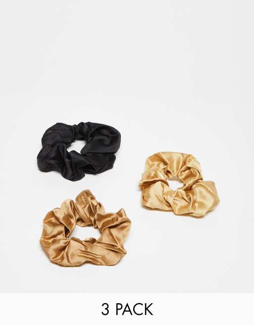 Pack de 3 coleteros abullonados anchos de satén de Revolution Hair