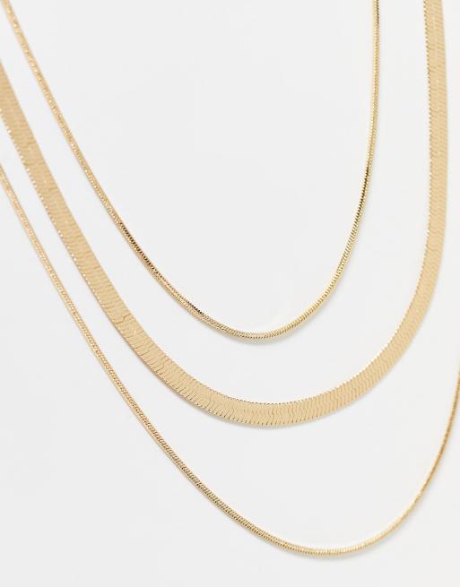 Pack de 3 collares dorados de DesignB London, 2 de 4
