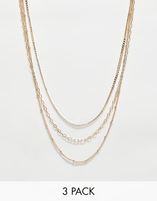 Pack de 3 collares dorados estilo cadena de Liars & Lovers