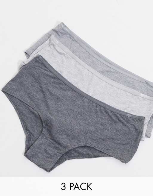 Pack de 3 culottes cómodos con estampado combinado gris de Greentreat