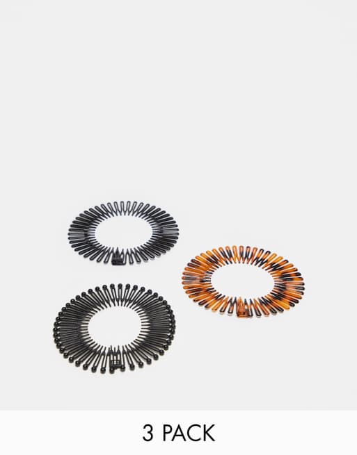 Pack de 3 diademas elásticas multicolores con cerdas estilo años 90 de ASOS DESIGN