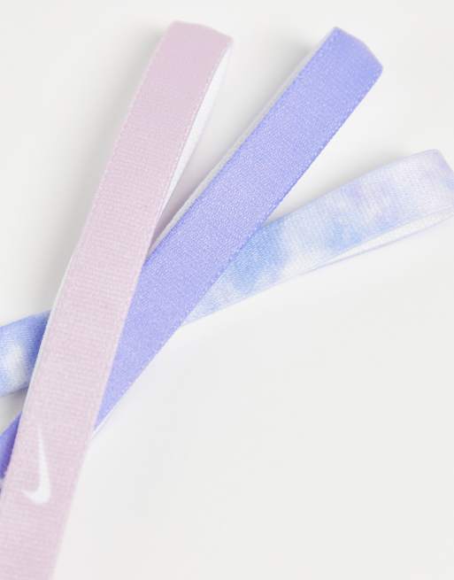 Pack de 3 diademas violetas con efecto tie dye de Nike