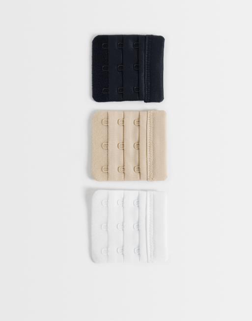 Pack de 3 extensores de sujetador de color blanco, beis y negro de ASOS DESIGN Curve